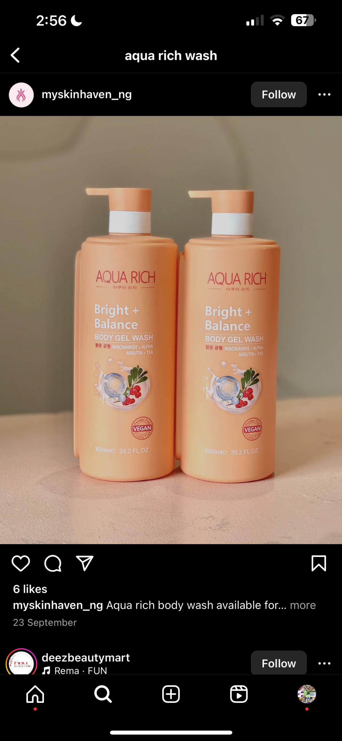 Aqua Rich Body gel wash with Niacinamide, Alpha Arbutin and Tranexamic Acid - Image 2