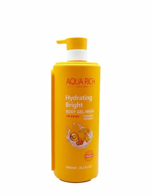Aqua Rich Hydrating Bright Body Gel Wash With Turmeric And Vitamin C 1000ml - Image 3