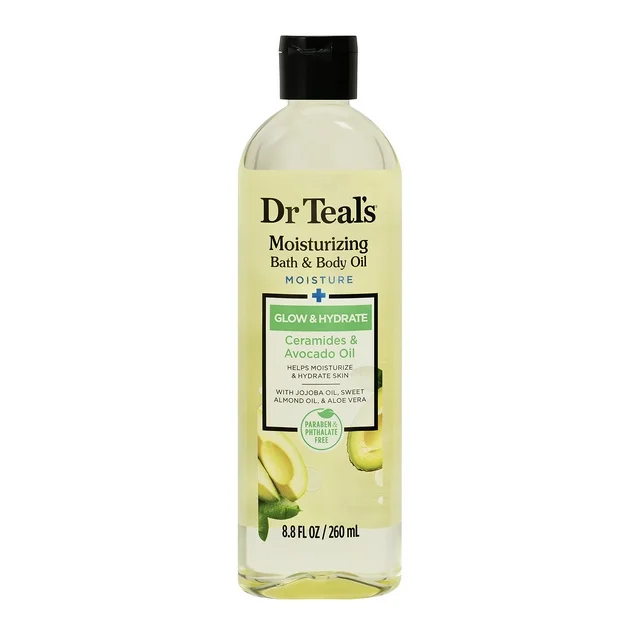 Dr Teal’s Moisturizing Bath & Body Oil, Glow & Hydrate with Ceramides and Avocado Oil 8.8 fl oz - Image 3