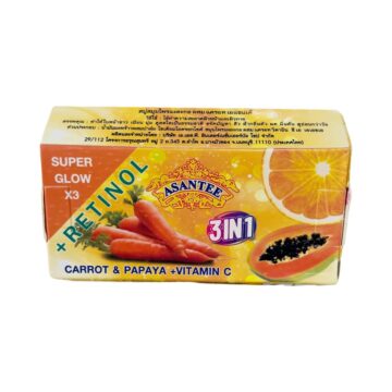 Asantee 3 IN 1 (Carrot + Papaya +Vitamin C) Retinol Brightening Face & Body Bar Soap, 125g