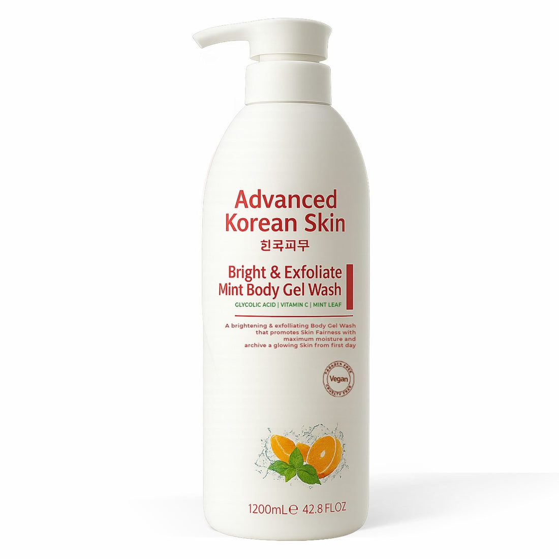 ADVANCED KOREAN SKIN BRIGHT AND EXFOLIATE MINT BODY GEL WASH- 1200ML - Image 2